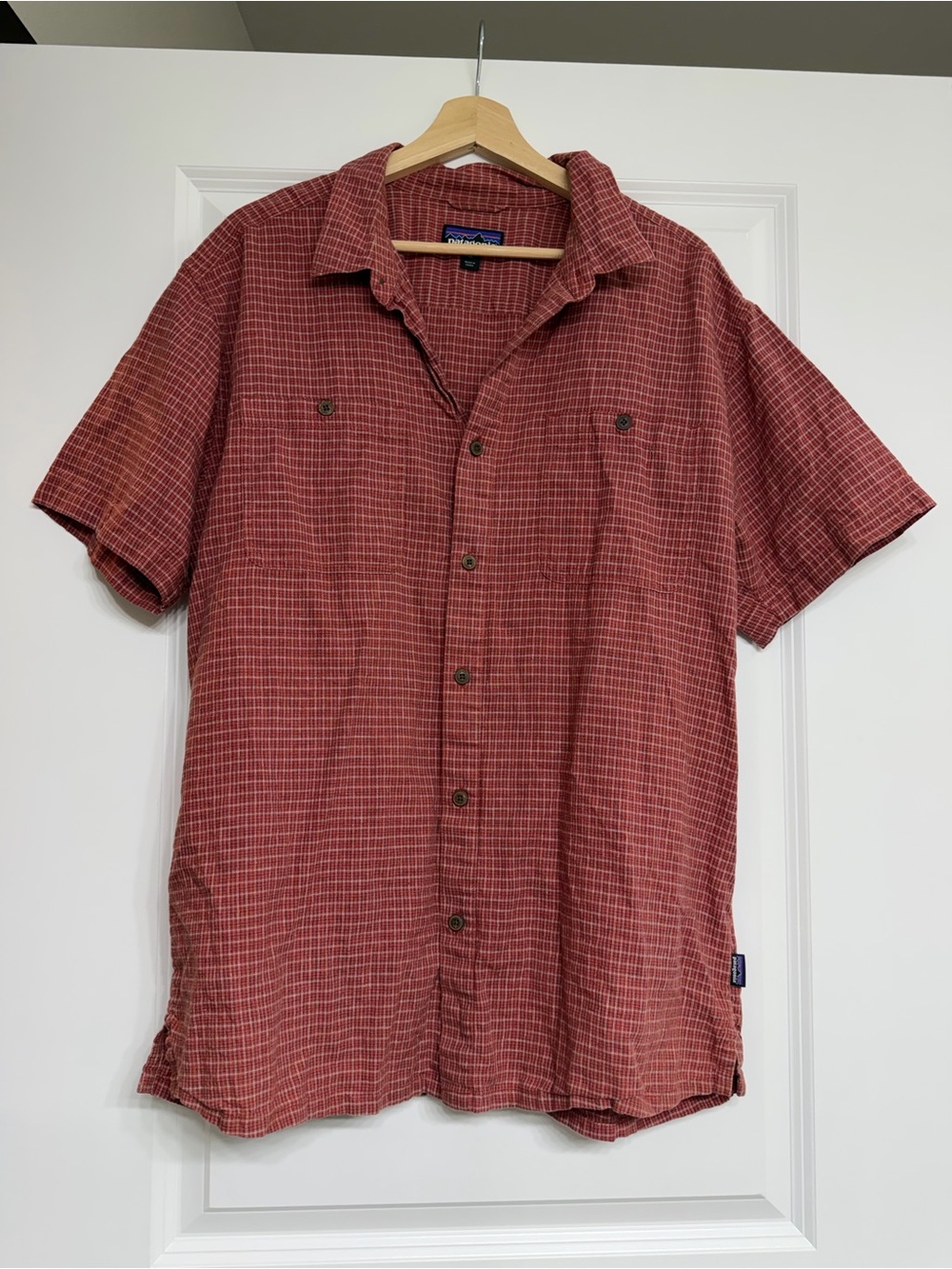 Patagonia Brick Red Plaid Short-Sleeve Button-Down Shirt